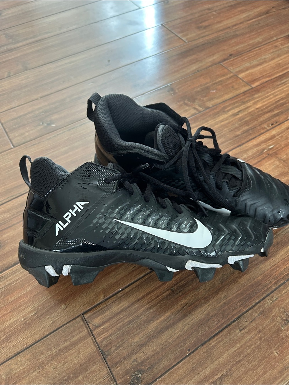 Nike Alpha boys Black with Silver Swoosh Football Cleats